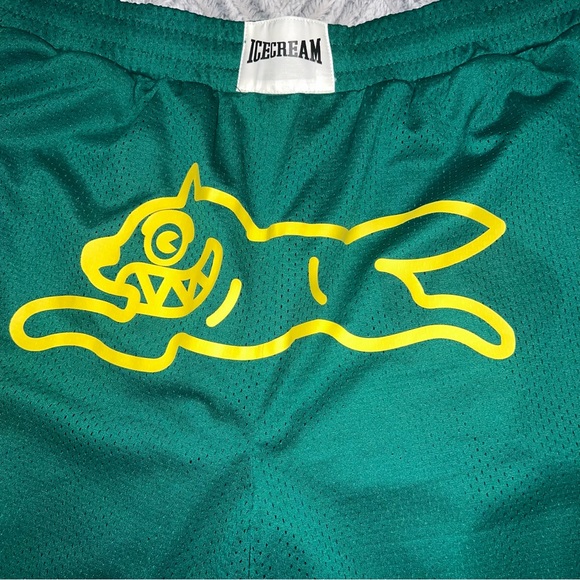 NEW Billionaire Boys Club ICECREAM Ice Cream Running Dog Shorts 5 Green Yellow - Picture 4 of 8